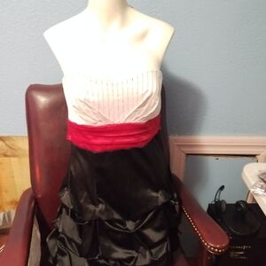 Red, White, & Black Strapless Bubble Dress
